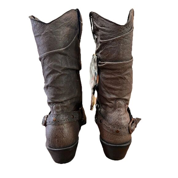 Durango Western Slouch Harness Leather Cowboy Boots Gray Brown Women's 9.5 - Picture 4 of 8